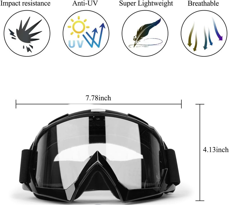 XYOP Motorcycle Goggles 2 Pack ATV Dirt Bike Gear Motocross Helmet Offroad UTV MTB MX Accessories Riding Racing Windproof Glasses UV400 Anti-Fog Dustproof Goggles for Men Women Youth Kids - Image 3